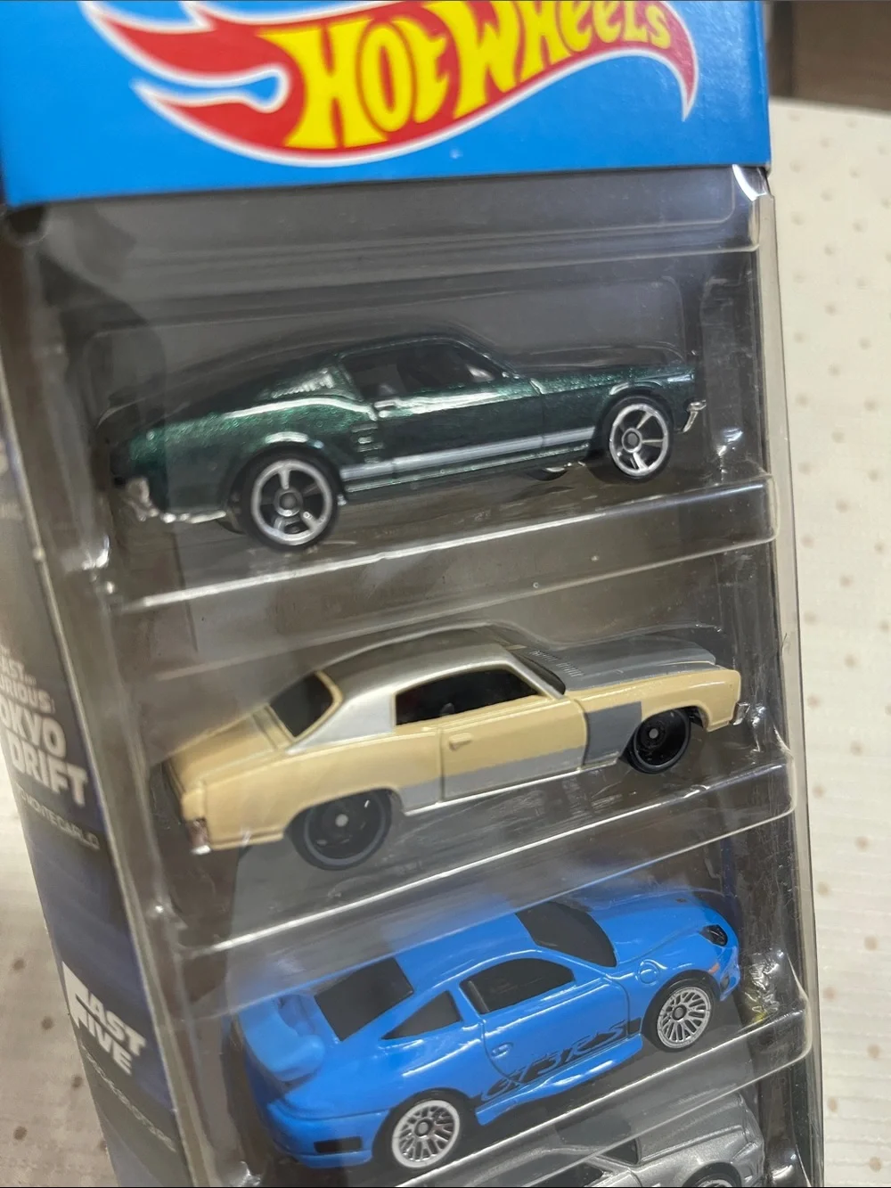 Hot Wheels Fast & Furious 5-Pack - Blue, Green, Beige, Silver Cars